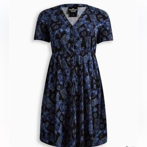 Torrid Doctor Who Mini Stretch Challis Button Up Dress Sz 0X NWT